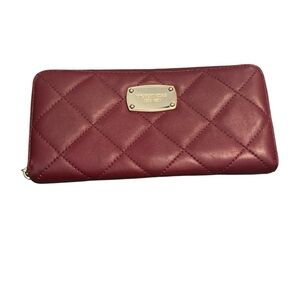 Michael Kors Quilted leather Maroon zip around Wallet
